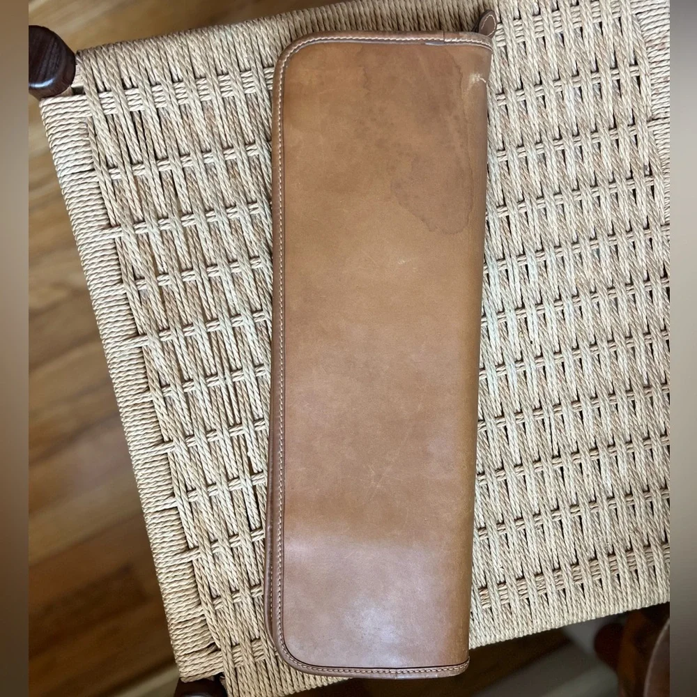 Vintage Gurkha Leather Tie Case Ascot Travel Organizer Tan Zip Necktie Holder